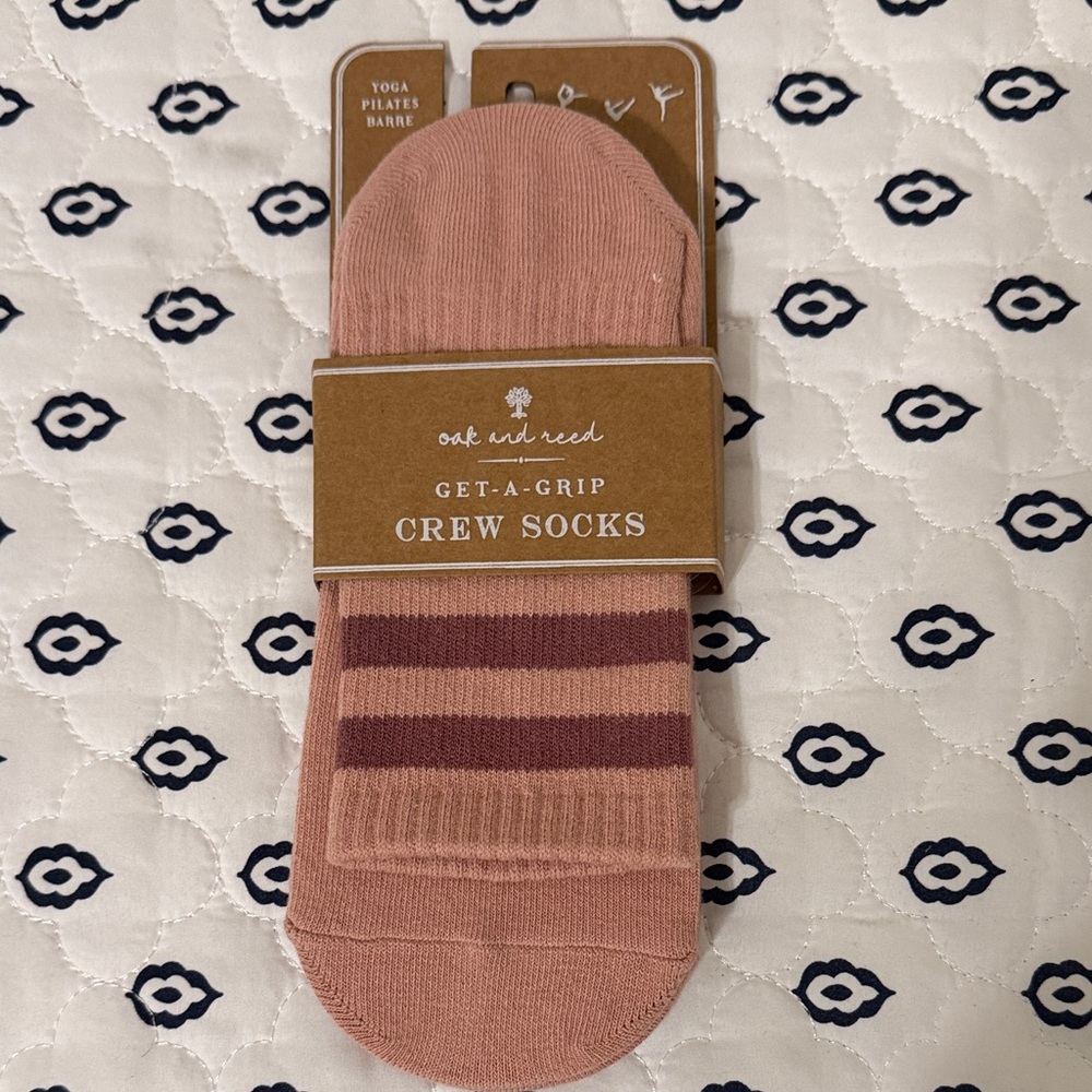 Oak and Reed Pink Striped Crew Socks